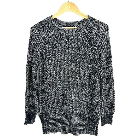 Ellen Tracy Sweaters - ELLEN TRACY Sweater Womens Size S Black Marled Raglan Long Sleeve High‎ Low